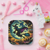 魔女と満月のハローウィンパーティ ペーパープレート (パーティー)