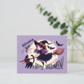 魔女と猫が登場する可愛いハロウィンパン ポストカード (スタンド正面)