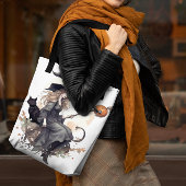 魔女と猫とハーベストムーンとカラス トートバッグ