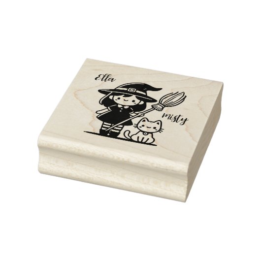 魔女と猫のスタンプ – カスタマイズお名前と! ラバースタンプ (スタンプ)