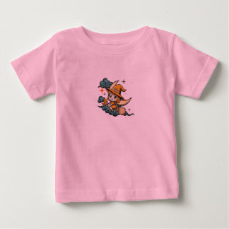 魔女と猫の月夜の飛行 ベビーTシャツ