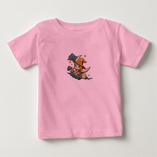 魔女と猫の月夜の飛行 ベビーTシャツ (正面)