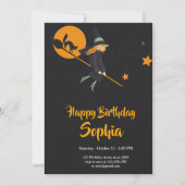 魔女と猫の誕生日カード 招待状 (正面)