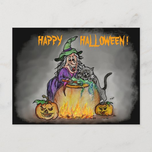 魔女と猫ハッピーハローウィン! ポストカード (正面)