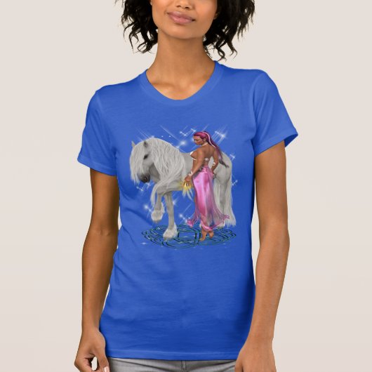 魔女と白いステリオンのTシャツ Tシャツ (正面)