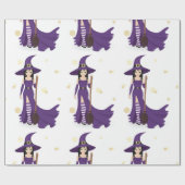 魔女と箒の光沢ラッピング紙 ラッピングペーパー (フラット)