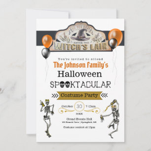 魔女と踊りスケルトン衣装パーティー 招待状
