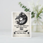 魔女と魔法使いのヴィンテージ魔女ハロウィンパーティ ポストカード (スタンド正面)