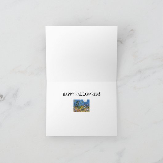 魔女と黒猫がハロウィーン葉カードを掻く カード (内部)