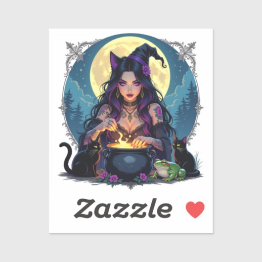 魔女と黒猫とカエルのハロウィン シール (シート)