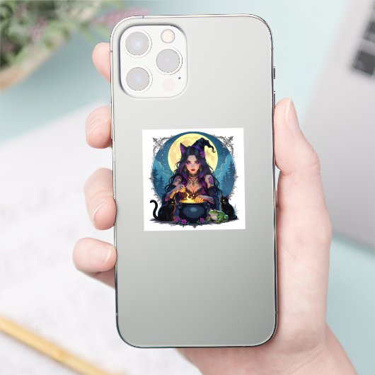 魔女と黒猫とカエルのハロウィン シール (スマートフォン)