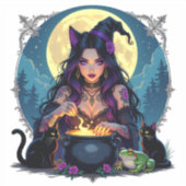 魔女と黒猫とカエルのハロウィン シール (正面)