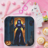 魔女と黒猫とジャック・オランタンのハロウィン ペーパープレート (パーティー)