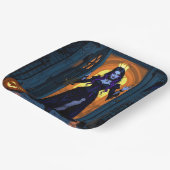 魔女と黒猫とジャック・オランタンのハロウィン ペーパープレート (傾斜あり)