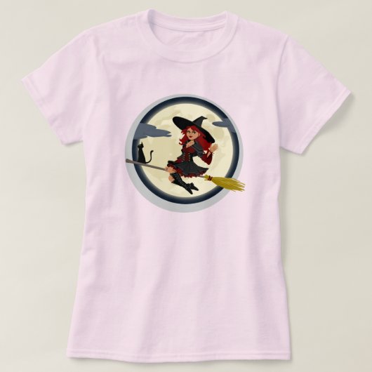 魔女と黒猫のブロムスティック Tシャツ (デザイン正面)