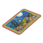 魔女と黒猫のラッキング葉、面白いハロウィーン マグネット (左側)