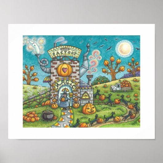 魔女と黒猫の組み立てラインのパイ工場おもしろい ポスター (正面)