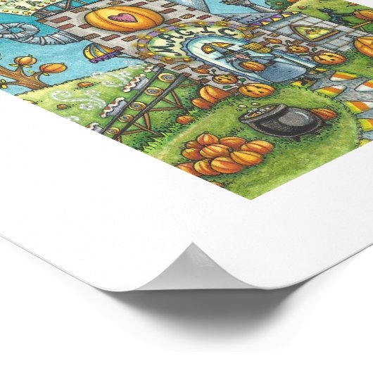 魔女と黒猫の組み立てラインのパイ工場おもしろい ポスター (角)