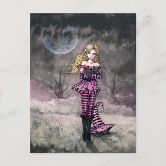魔女と黒猫はがき ポストカード (正面)