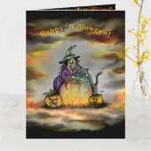 魔女と黒猫ハッピーハローウィン! カード (黄色い花)