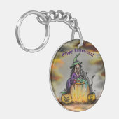 魔女と黒猫ハッピーハローウィン! キーホルダー (正面左)