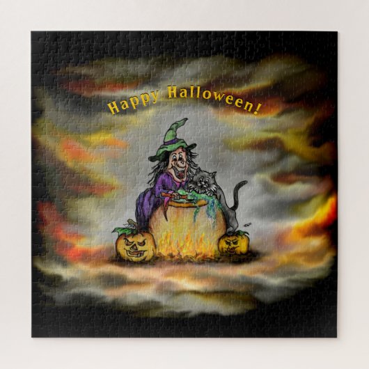 魔女と黒猫ハッピーハローウィン! ジグソーパズル (縦)
