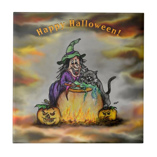 魔女と黒猫ハッピーハローウィン! タイル (正面)