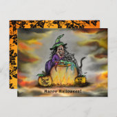 魔女と黒猫ハッピーハローウィン! ポストカード (正面/裏面)