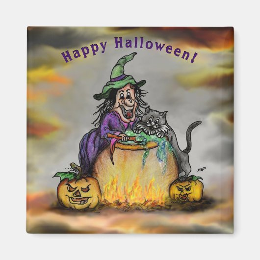 魔女と黒猫ハッピーハローウィン! マグネット (正面)