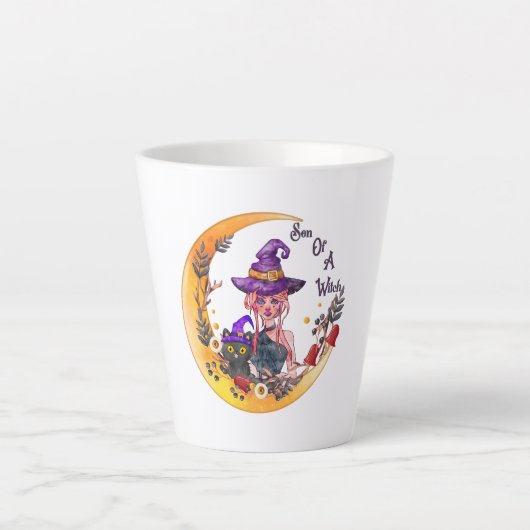 魔女と黒猫 カフェラテマグ (正面)