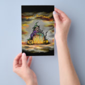 魔女と黒猫、ハロウィンおめでとう！ チラシ (ハンドル)