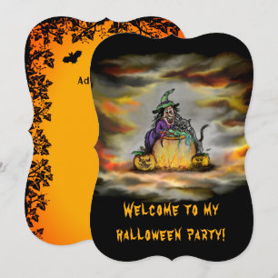 魔女と黒猫、ハロウィンおめでとう！ 招待状