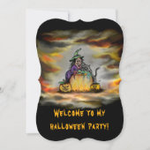 魔女と黒猫、ハロウィンおめでとう！ 招待状 (正面)