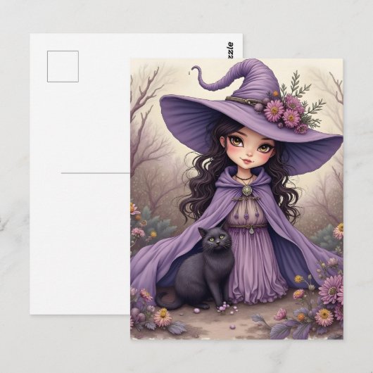 魔女と黒猫 ポストカード (正面/裏面)