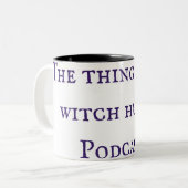 魔女についての事魔女狩りポッドキャストマグ ツートーンマグカップ (正面左)