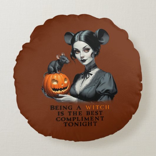 魔女になることは最高の今夜の賛辞だ。 ラウンドクッション (正面)