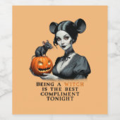 魔女になることは最高の今夜の賛辞だ。 ワインラベル (シングルラベル)