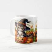 魔女に扮した愛らしい子猫 コーヒーマグカップ (正面左)