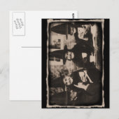 魔女のお茶会 - 古い白黒 ポストカード (正面/裏面)