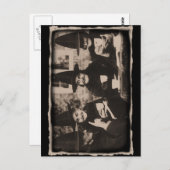 魔女のお茶会 - 白黒の古いもの ポストカード (正面/裏面)