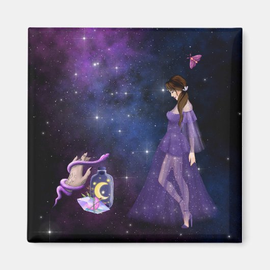 魔女のための難解な魔術マジック紫の贈り物 マグネット (正面)