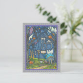 魔女のぶら下がった黒猫、幽霊、スケルトン洗濯 ポストカード (スタンド正面)