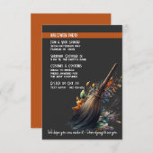 魔女のほうき ハロウィン パーティー かわいい 招待状 (正面/裏面)