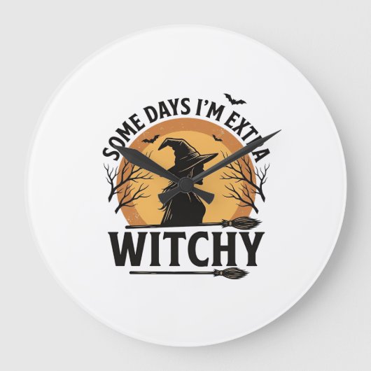 魔女のようなヴィンテージハロウィンの引用ベクター デザイン_1 ラージ壁時計 (正面)