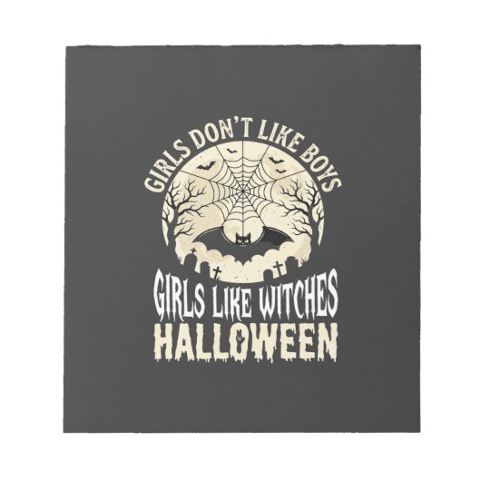 魔女のような女の子 ハロウィン コウモリ デザイン 1 ノートパッド (正面)