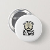 魔女のような女の子 ハロウィン ヴィンテージ ベクター デザイン 缶バッジ (正面&裏面)