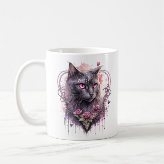 魔女のような黒猫ちゃん  コーヒーマグカップ (左)