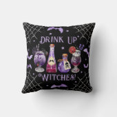 魔女のカクテルとコスチュームのハロウィーンを飲む クッション (裏面)