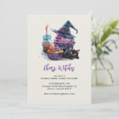 魔女のカップケーキと黒猫ハロウィーン 招待状 (スタンド正面)