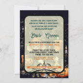 魔女のカボチャの少女 ゴス ガール スカル キャンドル 招待状 (裏面)